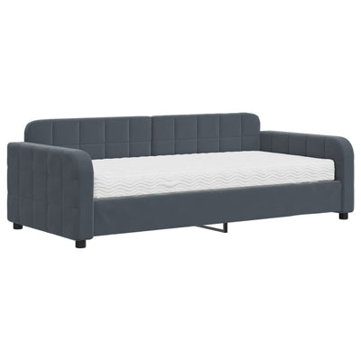 daybed med madras 90x190 cm velour mørkegrå