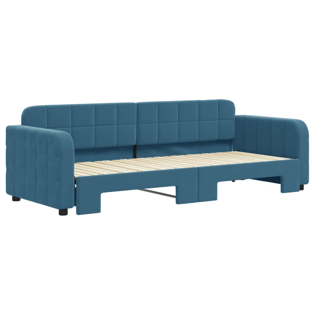 daybed med udtræk 80x200 cm velour blå