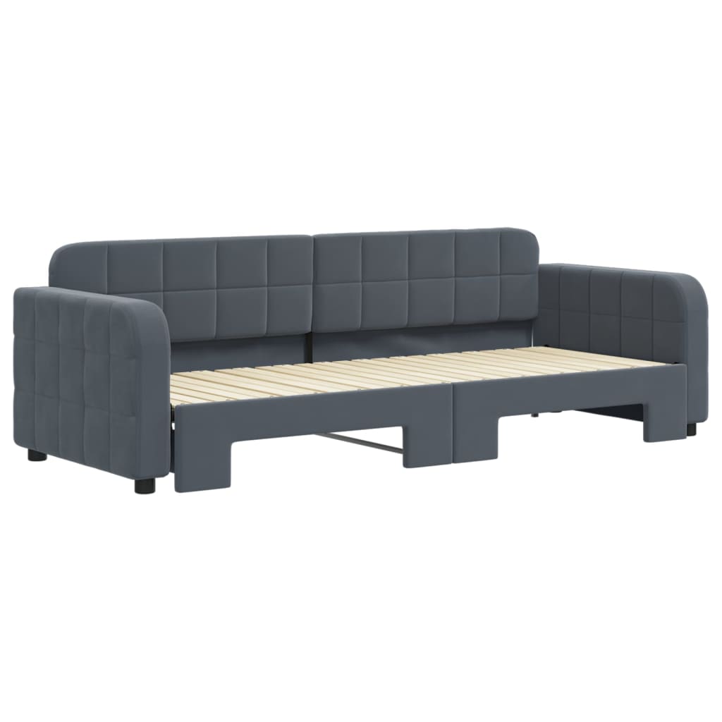 daybed med udtræk 80x200 cm velour mørkegrå