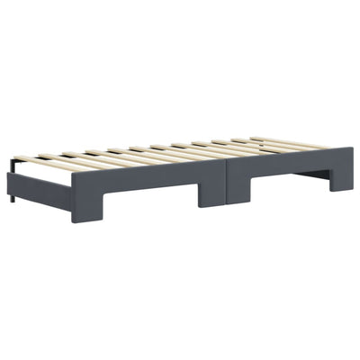 daybed med udtræk 80x200 cm velour mørkegrå