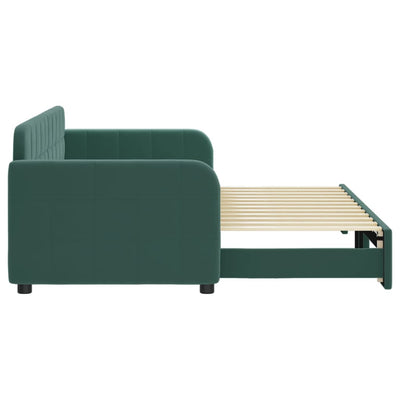 daybed med udtræk 80x200 cm velour mørkegrøn