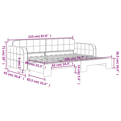daybed med udtræk 80x200 cm velour mørkegrøn