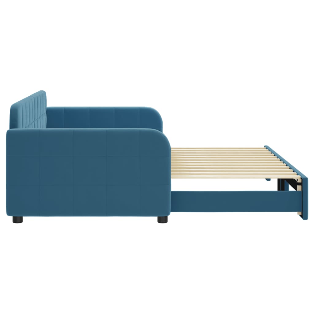 daybed med udtræk 90x200 cm velour blå