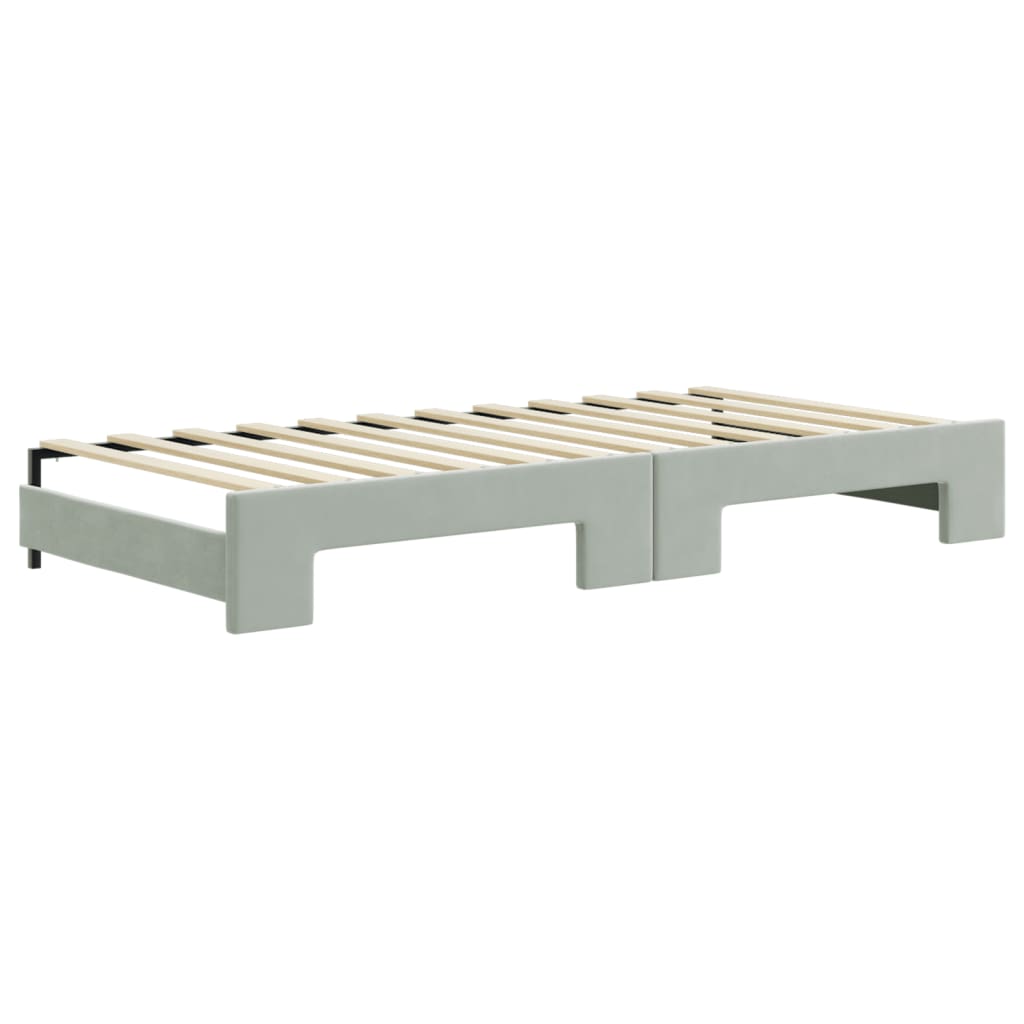 daybed med udtræk 90x200 cm velour lysegrå
