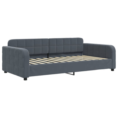 daybed med udtræk 90x200 cm velour mørkegrå