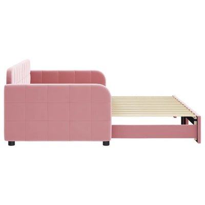 daybed med udtræk 90x200 cm velour lyserød
