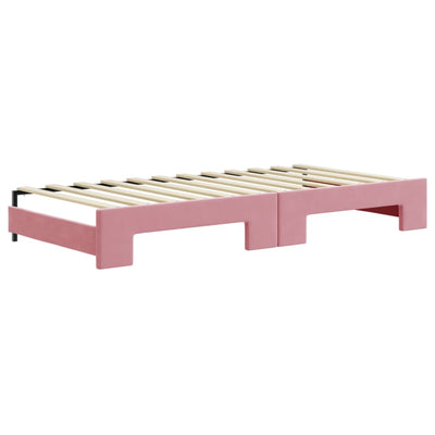 daybed med udtræk 90x200 cm velour lyserød