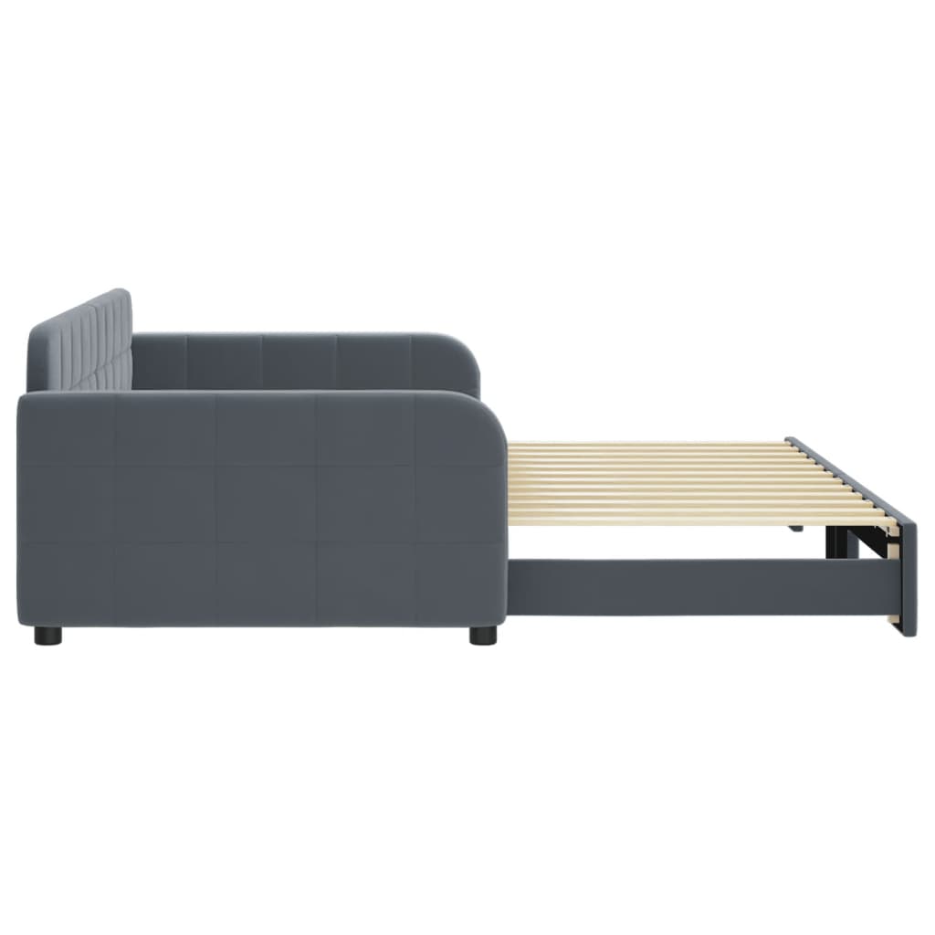 daybed med udtræk 100x200 cm velour mørkegrå