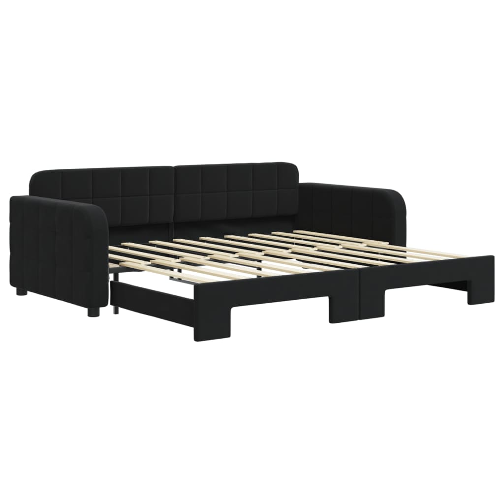 daybed med udtræk 90x190 cm velour sort