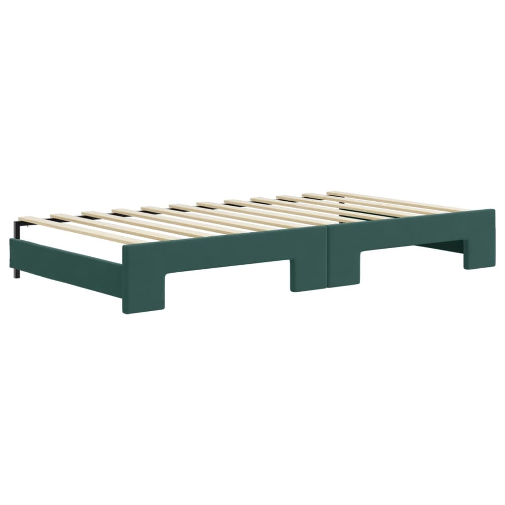 daybed med udtræk og madras 100x200 cm velour mørkegrøn