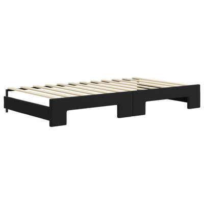 daybed med udtræk og madras 100x200 cm velour sort