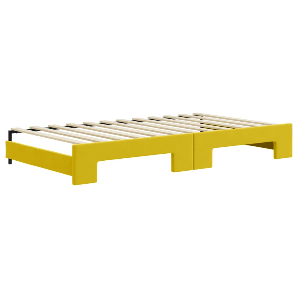 daybed med udtræk og madras 100x200 cm velour gul