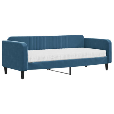 daybed med madras 90x200 cm velour blå