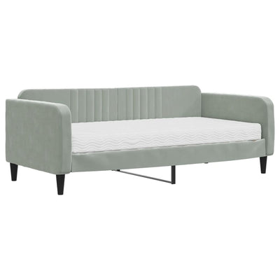 daybed med madras 90x190 cm velour lysegrå