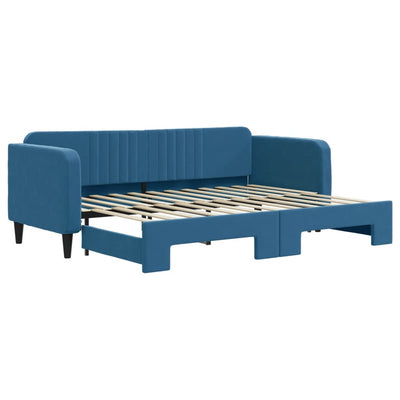 daybed med udtræk 80x200 cm velour blå
