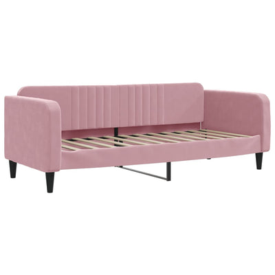 daybed med udtræk 80x200 cm velour lyserød