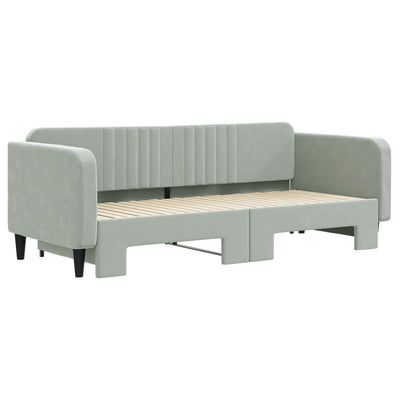 daybed med udtræk 90x200 cm velour lysegrå