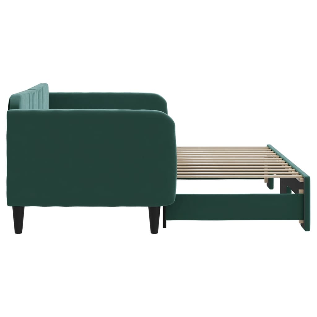 daybed med udtræk 90x200 cm velour mørkegrøn