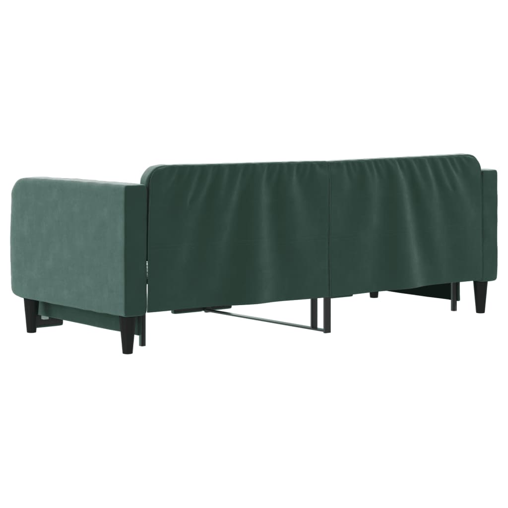 daybed med udtræk 90x200 cm velour mørkegrøn