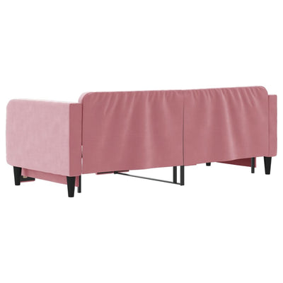 daybed med udtræk 90x200 cm velour lyserød