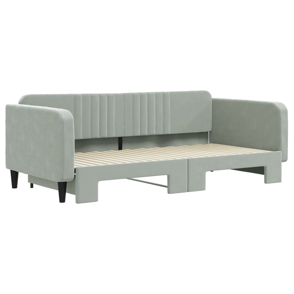 daybed med udtræk 100x200 cm velour lysegrå