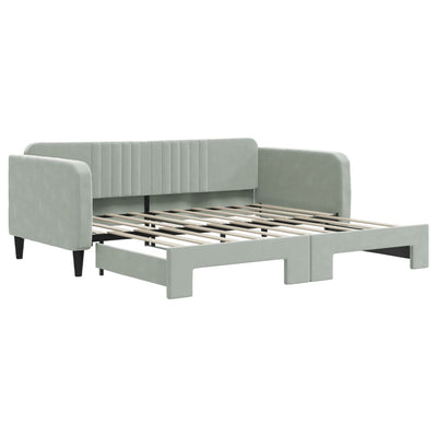 daybed med udtræk 90x190 cm velour lysegrå