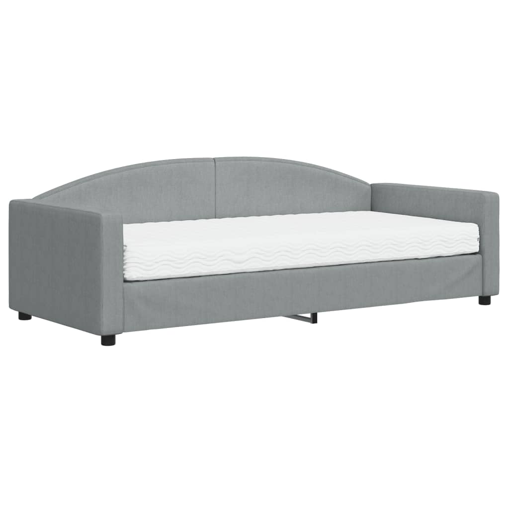 daybed med madras 90x200 cm stof lysegrå