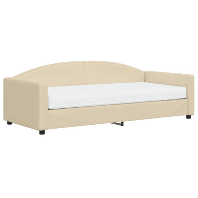 daybed med madras 90x200 cm stof cremefarvet