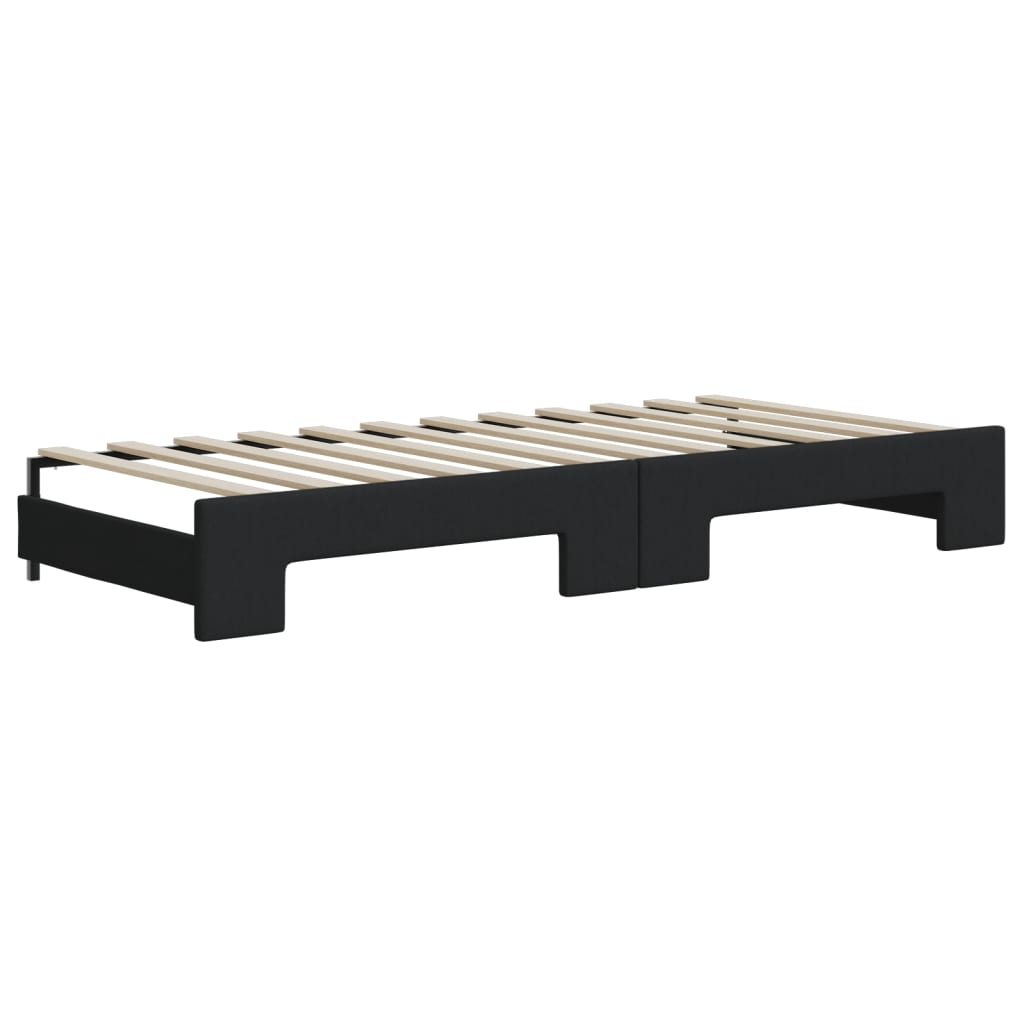 daybed med udtræk 80x200 cm stof sort