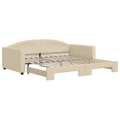 daybed med udtræk 100x200 cm stof cremefarvet