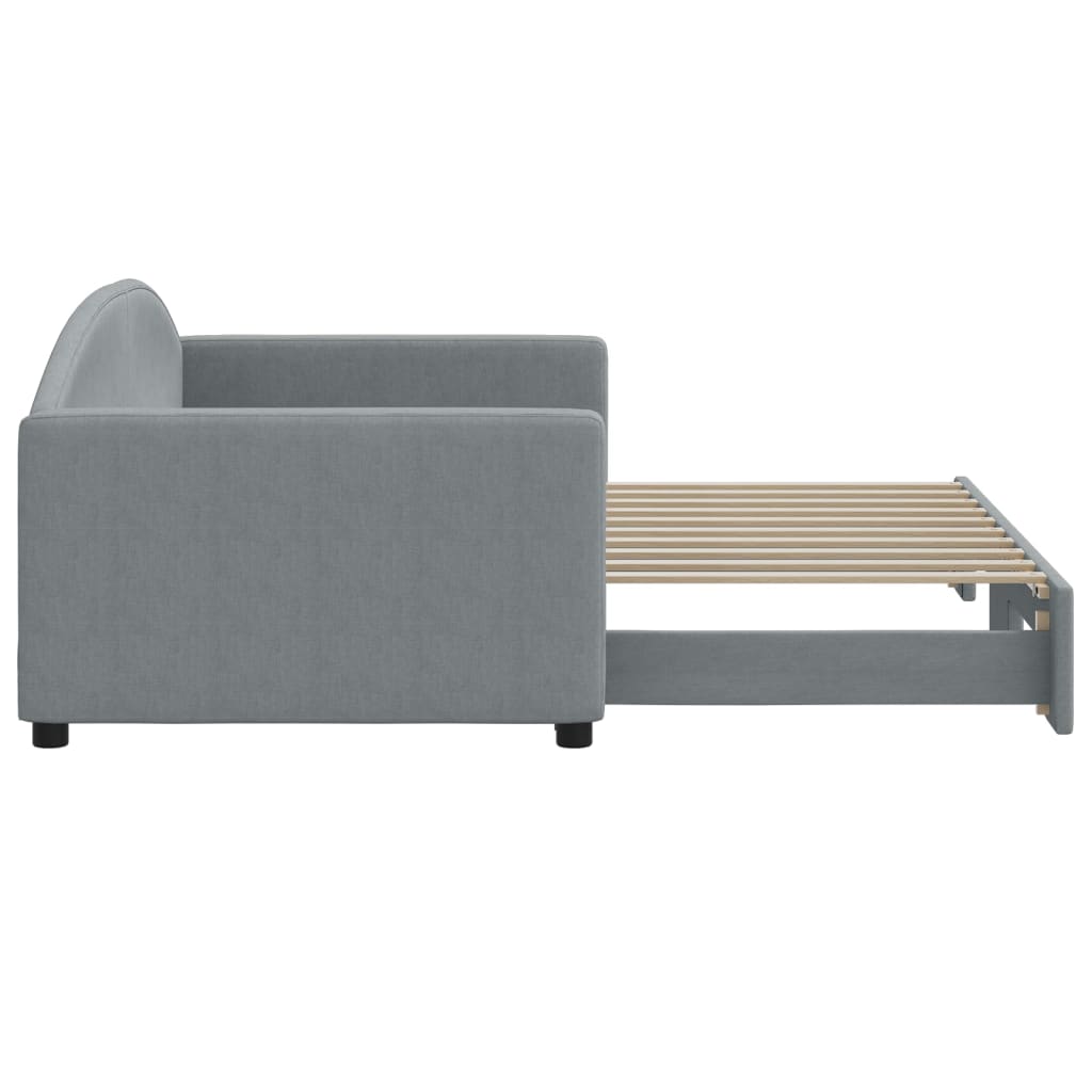 daybed med udtræk 90x190 cm stof lysegrå