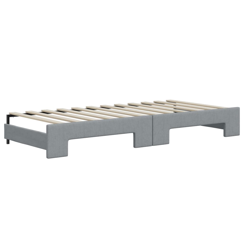 daybed med udtræk og madras 100x200 cm stof lysegrå