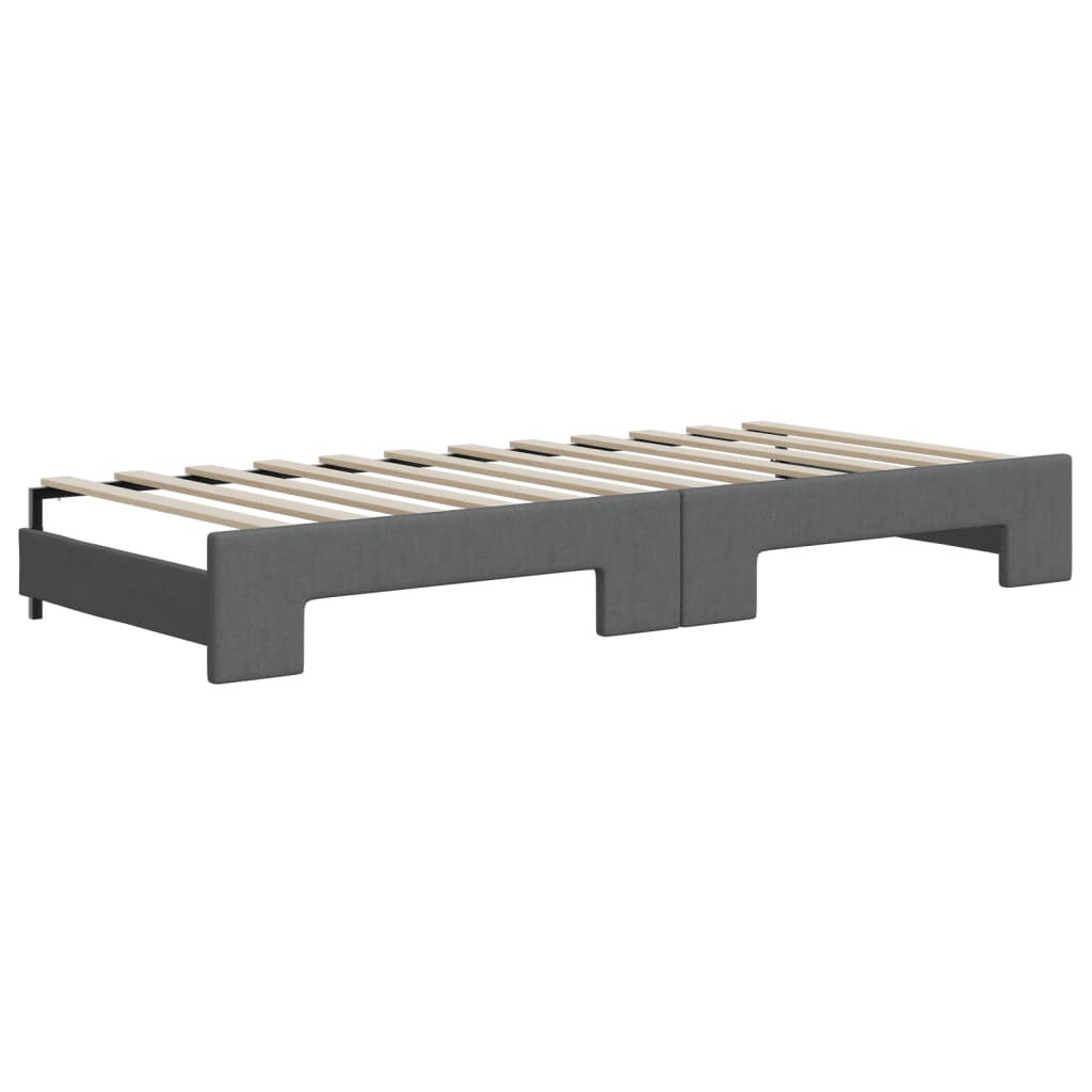 daybed med udtræk og madras 100x200 cm stof mørkegrå