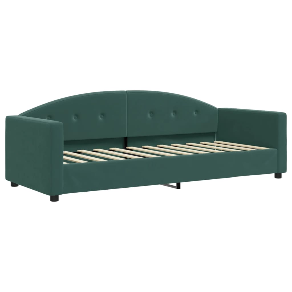 daybed med madras 80x200 cm velour mørkegrøn