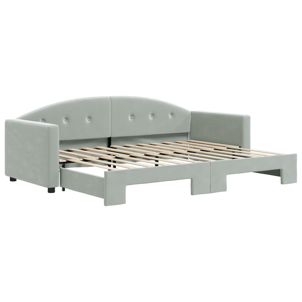 daybed med udtræk 80x200 cm velour lysegrå