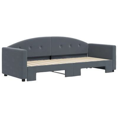 daybed med udtræk 80x200 cm velour mørkegrå