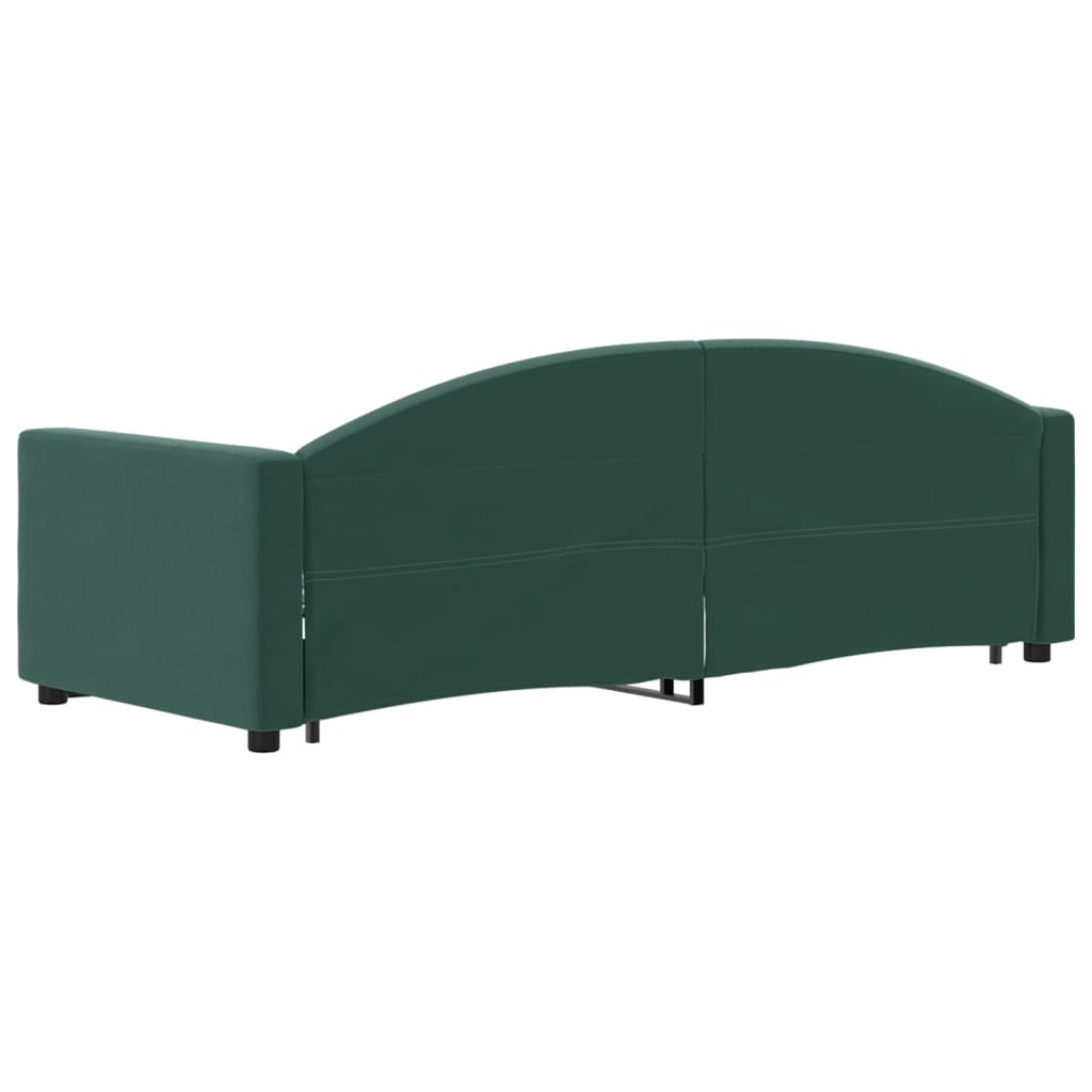 daybed med udtræk 80x200 cm velour mørkegrøn