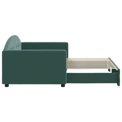 daybed med udtræk 90x200 cm velour mørkegrøn