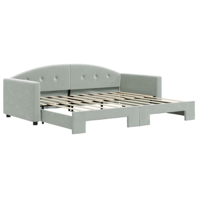 daybed med udtræk 90x190 cm velour lysegrå