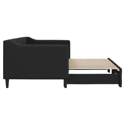 daybed med udtræk 80x200 cm stof sort