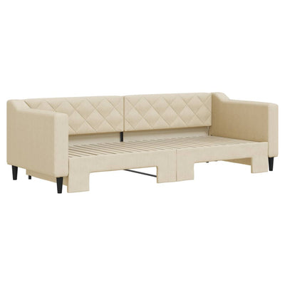 daybed med udtræk 80x200 cm stof cremefarvet