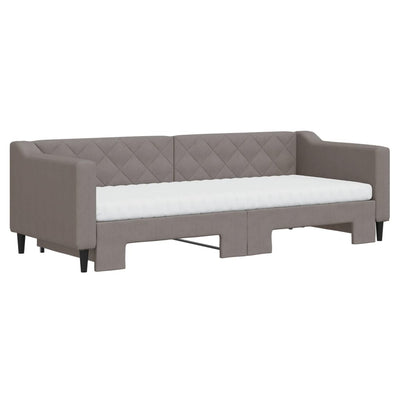 daybed med udtræk og madras 80x200 cm stof gråbrun