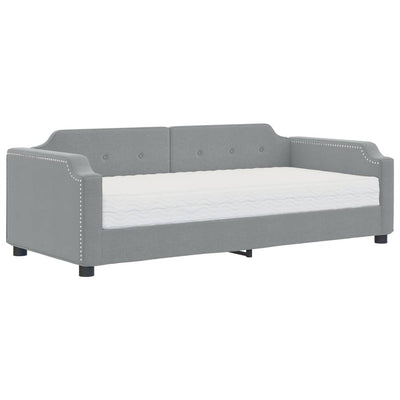 daybed med madras 90x200 cm stof lysegrå