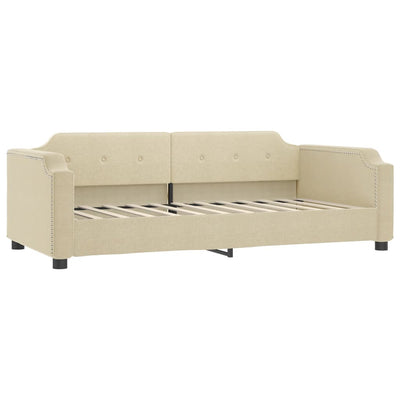 daybed med madras 90x200 cm stof cremefarvet