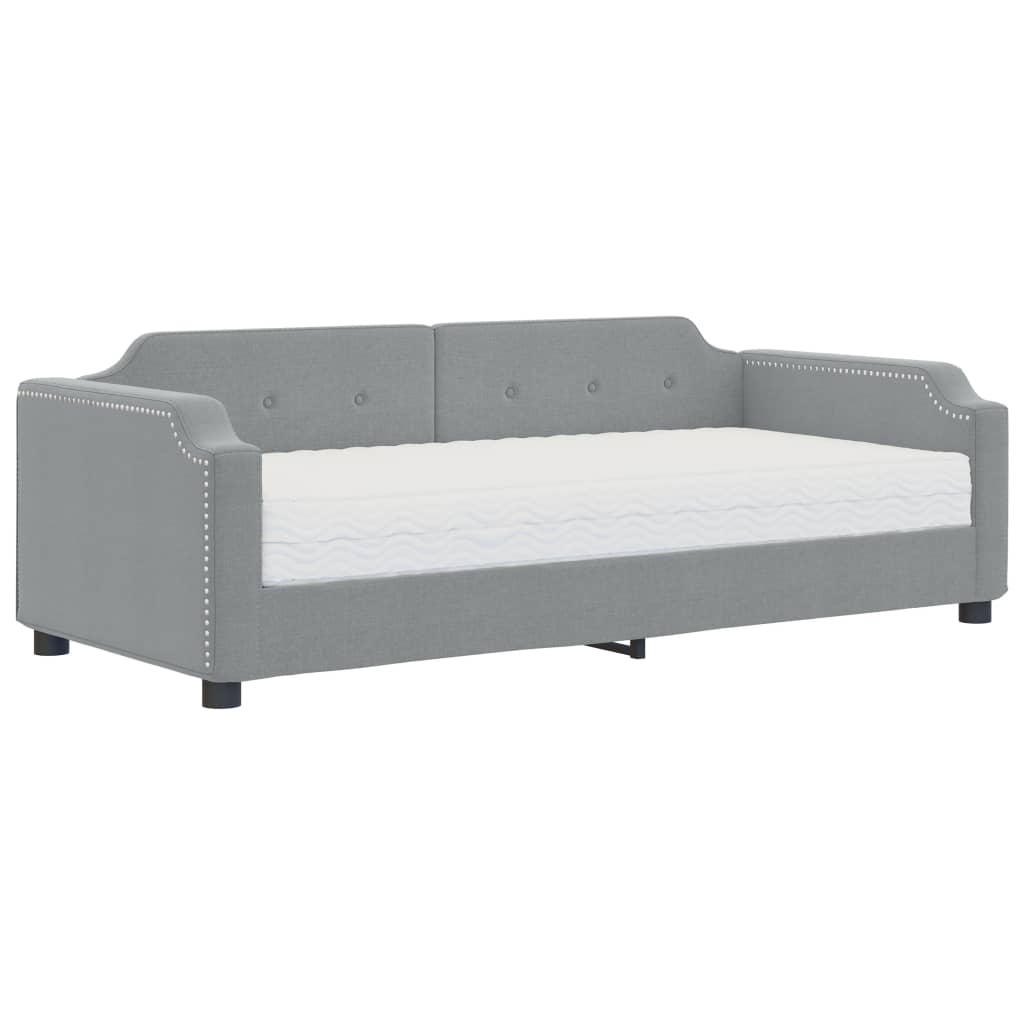 daybed med madras 90x190 cm stof lysegrå