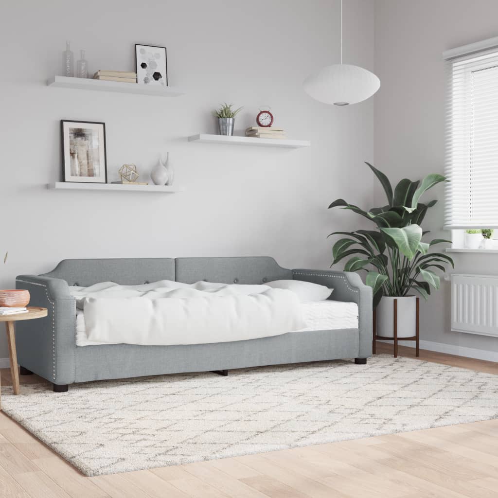 daybed med madras 90x190 cm stof lysegrå