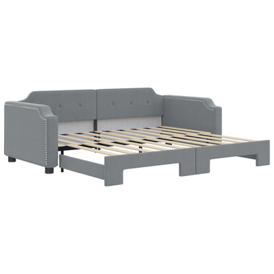 daybed med udtræk 90x190 cm stof lysegrå