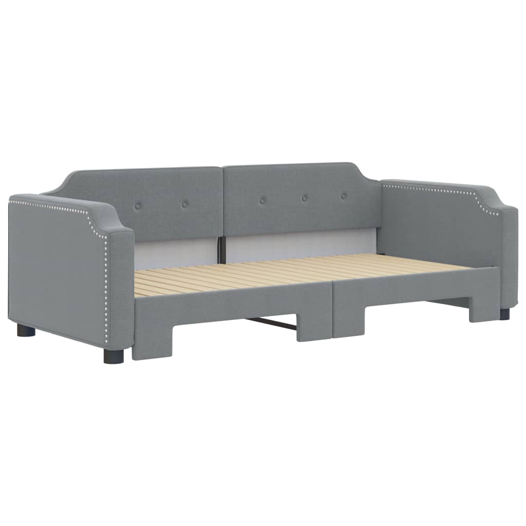 daybed med udtræk 90x190 cm stof lysegrå