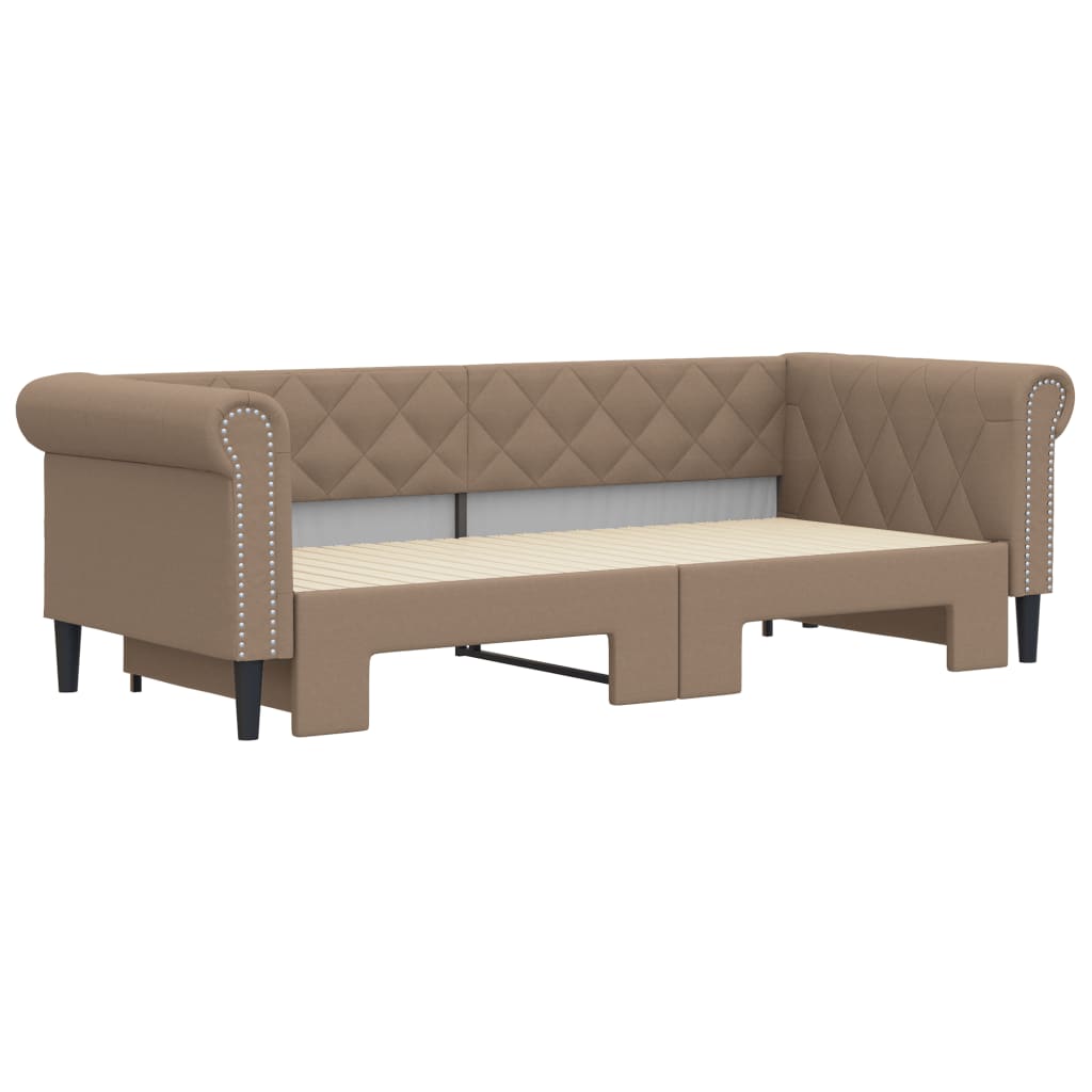 daybed med udtræk 90x200 cm kunstlæder cappuccinofarvet