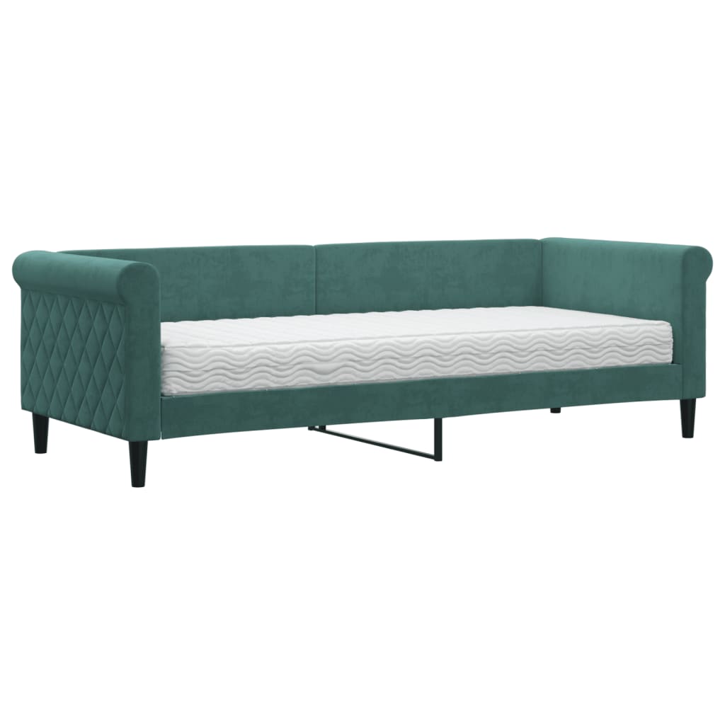 daybed med madras 80x200 cm velour mørkegrøn